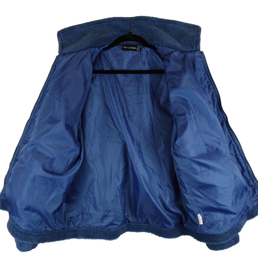 Pretty Little Thing Zip Up Jacket Women's Size 8 Blue Collared Fall Comfy School - Picture 3 of 15
